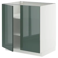 METOD Podni element s policama/2 vrata, bela/Kallarp tamna sivozelena visokog sjaja, 80x60 cm