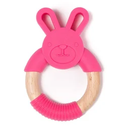 Bo Jungle ugrizi B-TEETHER ANIMAL WOOD Pink Rabbit