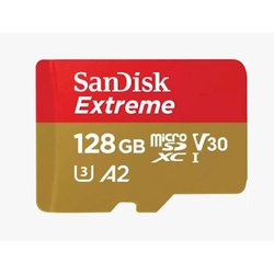 SDXC SANDISK MICRO 128GB EXTREME, 190/90MB/s, A2, UHS-I, V30, U3, C10, adapter