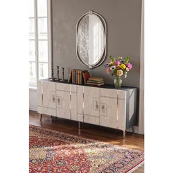 Hanah Home komoda Ilay 180, 180 cm, antracit / travertin / srebrna
