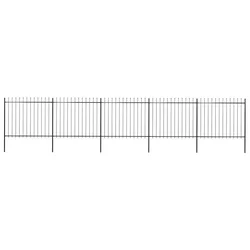 Vrtna ograda s vrhom koplja Čelik 892,5 x 150 cm Crna