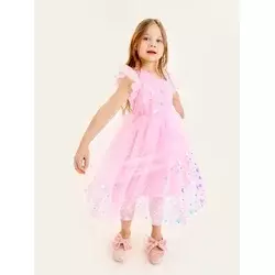 Sinsay - Babydoll haljina od tila sa ukrasnim šljokicama - roze