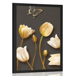 Plakat tulipani z zlatim motivom - 40x60 silver