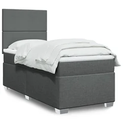 VIDAXL Box spring postelja z vzmetnico temno siva 100x200 cm blago