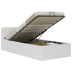 Hidraulični okvir za krevet od umjetne kože bijeli 90 x 200 cm