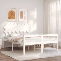 Krevet za starije s uzglavljem bijeli 140x200 cm masivnog drva