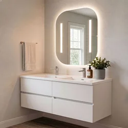 Skye Decor Set kupatilskog ormarića sa umivaonikom i ogledalom, 2 dela, Beli