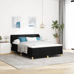 vidaXL Postelja Box Spring z Blazino, Črna, 140x200 cm, Tkanina