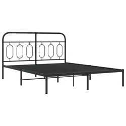 Vidaxl Kovinski posteljni okvir z vzglavjem črn 140x200 cm