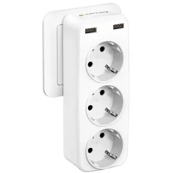 shumee Električna vtičnica, USB razdelilnik Lencent bela 5 v 1, 3x ženski, 2x USB A