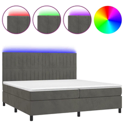 shumee Box spring postelja z vzmetnico LED temno siva 200x200 cm žamet