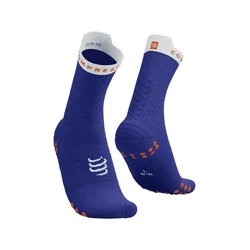 Nogavice COMPRESSPORT Pro Racing V4.0 Run High, bleščeče modro/bele (T4 (EU 45-48))