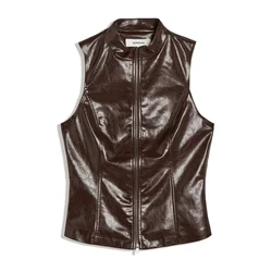 Bershka Top temno rjava