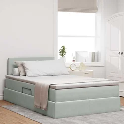 Krevet s od storage Svijetlo siva 120 x 200 cm Baršun