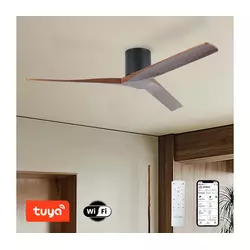 ZEVENTI - Plafonski ventilator VELLON Wi-Fi Tuya crna/orah + daljinski upravljač