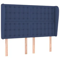 Vidaxl Vzglavje z ušesi modro 147x23x118/128 cm blago