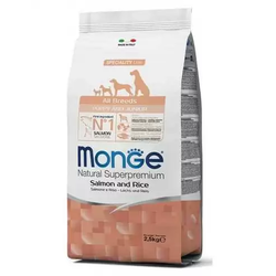 MONGE Hrana za zdrav razvoj psa All Breeds Puppy and Junior Salmon & Rice, 2.5kg