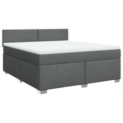 Vidaxl Box spring postelja z vzmetnico temno siva 180x200 cm blago