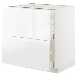 METOD / MAXIMERA Pod.ormarić, 2fronta/2vis.fioke, bela/Voxtorp v. sjaj bela, 80x60 cm