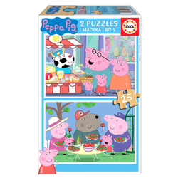 Drevené puzzle Peppa Pig Educa 2x25 dielov EDU18078