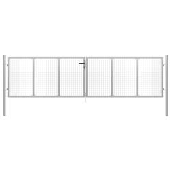Vrtna vrata od pocinčanog čelika 400x125 cm srebrne boje