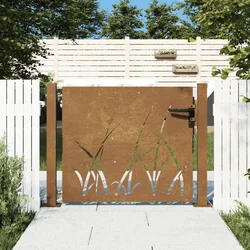 Vrtna vrata 100x100 cm Corten čelik dizajn s travom