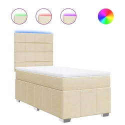 Vidaxl Box spring postelja z vzmetnico krem 100x200 cm blago