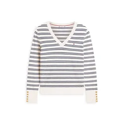 TOMMY HILFIGER Pulover črna/off-bela