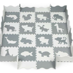 ECO TOYS Podloga za igru sa ogradom 36 elemenata Sivo-bela 154x154 cm