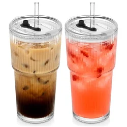 Vilde Kubki szklane z pokrywkš i słomkš 500 ml 2 szt.