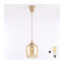 Brilagi - LED luster na sajli R GLASS 1xE27/60W/230V prečnik 14 cm bež/zadimljeno braon