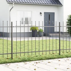 Vrtna Ograda 9 pcs Siva 15,3 x 1,2 m Čelik s prahom