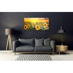 tulup.si Steklena slika Sončnice 100x50 cm 2 obešalnika