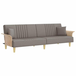 Kauč na razvlačenje s naslonima za ruke smeđesivi od tkanine