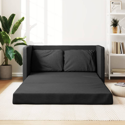 Podni kauč na razvlačenje 2-u-1 crni 112x174x55 cm od tkanine