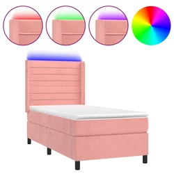 Krevet box spring s madracem LED ružičasti 80x200 cm baršunasti