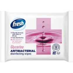 FRESH Vlažne maramice, Antibakterijske, Glicerin, 25 komada