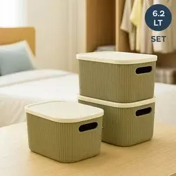Aberto Design Set kutija za skladištenje, 6.2l, 3 komada, Zeleni