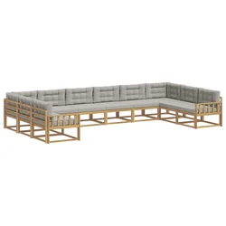 Set vanjskih sofa s jastukom 10 pcs Bijela i svjetlosiva