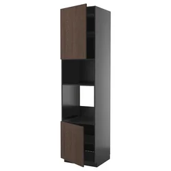 METOD Visoki element za ugradne uređaje, Crnosiva/Sinarp smeđa, 60x60x240 cm