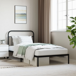 vidaXL Kovinski posteljni okvir z vzglavjem črn 107x203 cm