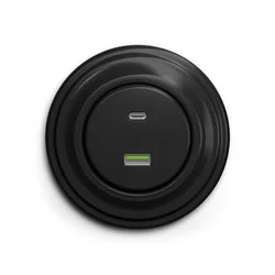 Kliklap - Retro USB utičnica A+C sa ramom, crna