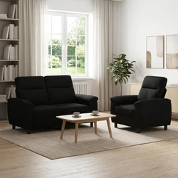 vidaXL Kavčna garnitura 2 pcs Črna Blago