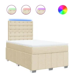 Vidaxl Box spring postelja z vzmetnico krem 120x200 cm blago