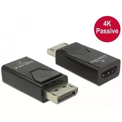 Adapter DELOCK, DisplayPort (M) na HDMI (Ž), 4K, pasivni, crni