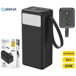 Power bank PMPB4065 40000 mAh 65W+LED lampa