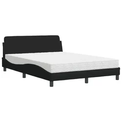 Vidaxl Postelja z vzmetnico Dover črna 140x200 cm blago