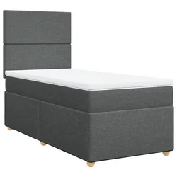 Vidaxl Box spring postelja z vzmetnico temno siva 90x190 cm blago