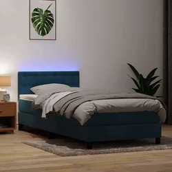Box Spring krevet s madracem i LED tamnoplavi 80x220 cm baršunasti