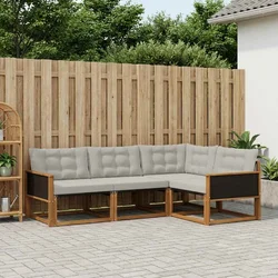 Set vanjskih sofa s jastukom 4 pcs Prirodna i svjetlosiva